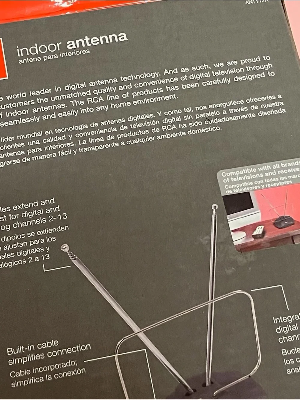 RCA ANT112R Indoor HDTV TV Antenna Rabbit Ears VHF UHF FM - Picture 6 of 10